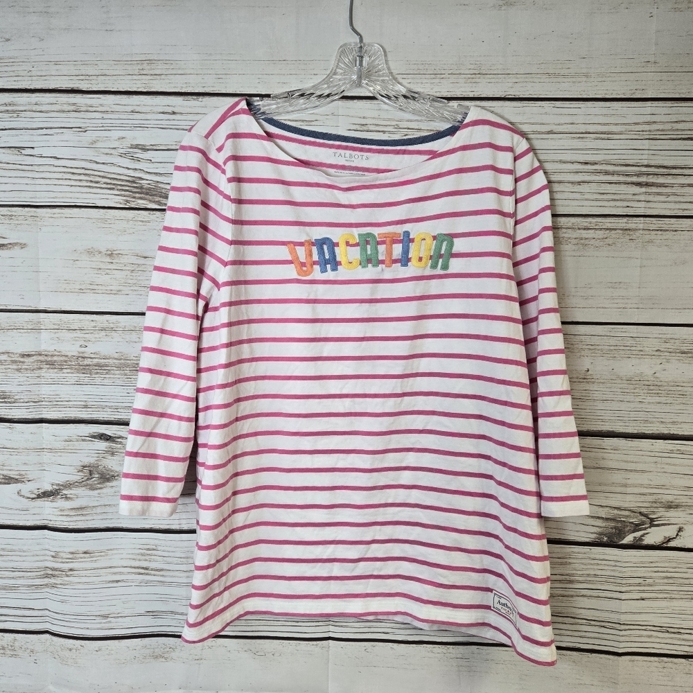 Talbots 3/4 Sleeve Vacation Tee Size XLP - Picture 3 of 5